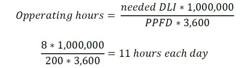 cap O p p e r a. t i. n g , h o u r s equals , , numerator , n e e d e d , cap D cap L cap I. asterisk operator 1,000,000 end numerator , over denominator , cap P cap P cap F cap D asterisk operator 3,600 end denominator . numerator , 8 asterisk operator 1,000,000 end numerator , over denominator , 200 asterisk operator 3,600 end denominator , equals 11 , h o u r s , e a. c h , d a. y